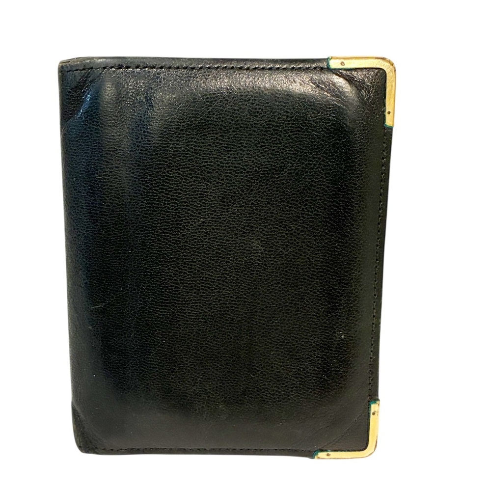 Gucci Vintage Men’s Black Leather Gold Trim Money Clip Wallet